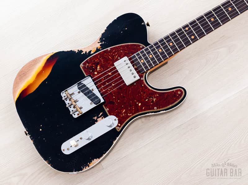 2024 Fender Custom Shop Limited Edition Reverse 1960 Telecaster Custom Heavy Relic Black Over Sunburst w/ SH-1 '59 PAF image 1