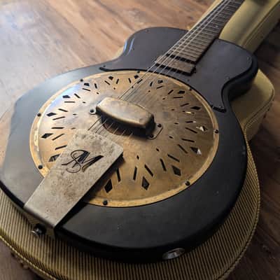 2023 Mule Modest Mavis Resophonic Electric Resonator Guitar Faded Black Relic W/OHSC image 6