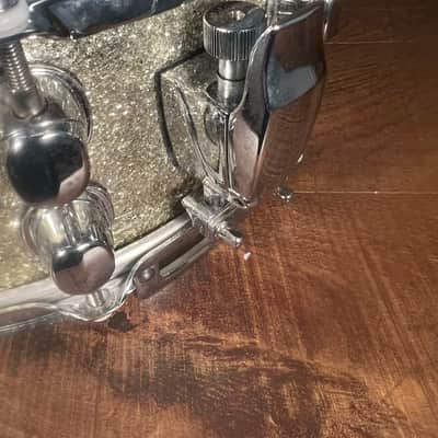 Mapex 14X5.5 Saturn Series Maple / Walnut Antique White Sparkle Snare Drum image 5
