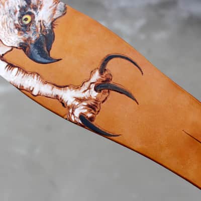 burnyblack custom guitar strap leather - osprey yellow image 14