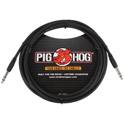 Pig Hog Tour Grade 10ft, 8mm, 1/4" TRS - 1/4" TRS Cable (PTRS10), Black image 1