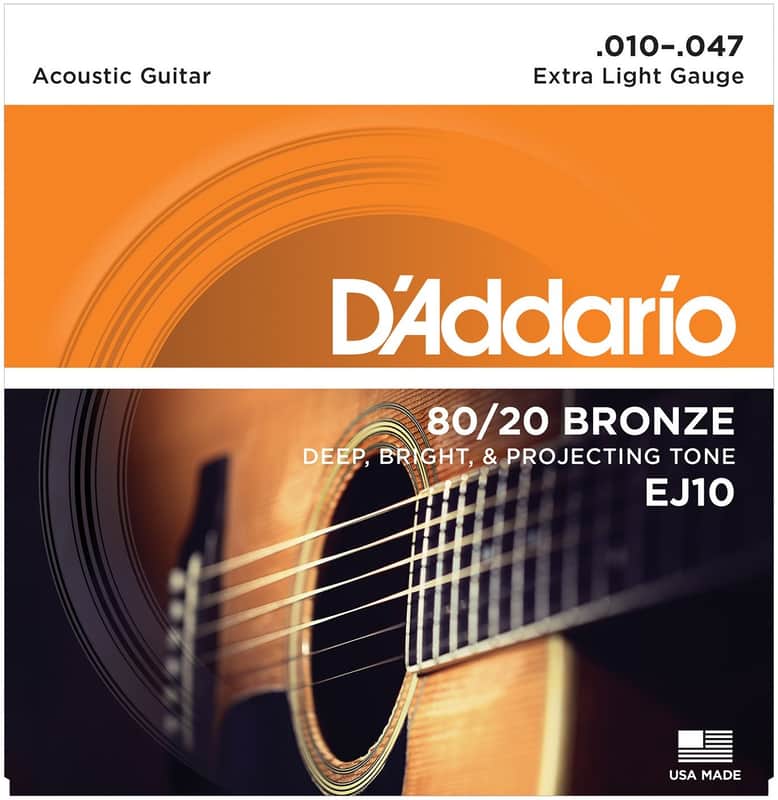 D'Addario EJ10 Bronze Acoustic Guitar Strings, Extra Light, 10...