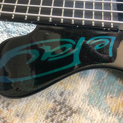 LeFay Pangton 6 string bass guitar headless Translucent Black Green Blue Metalflake Le Fay image 11