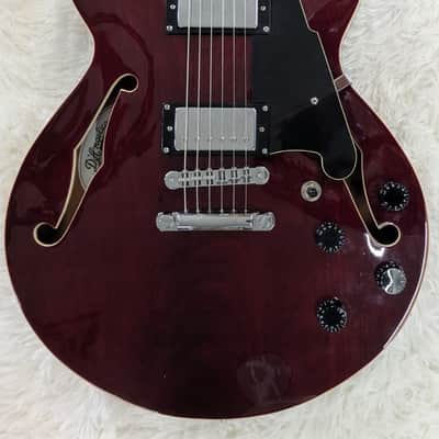 D'Angelico Premier Semi-Hollow Body Electric Guitar w/Gig Bag, Transparent Wine image 1