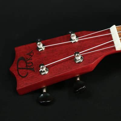 Puka Model PK-HBS Hibiscus Flower Rosette Red Satin Finish Soprano Ukulele image 7