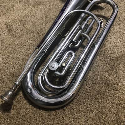 Olds Ultratone Bass Baritone Bugle Silver - Fullerton, CA - 1 rotary trigger, one piston valve image 1