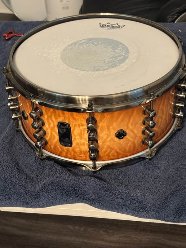Mapex BPDLMH4650LPW Black Panther Versatus Russ Miller Signature 6.5x14" Mahogany/Maple Snare Drum 2021 - Present - Peach Burl Burst image 1