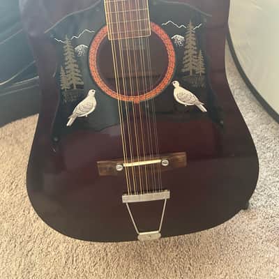 Ensenada GT81 Vintage 12-String Acoustic Guitar Double Dove / Mountain Pickguard w/ Case image 4