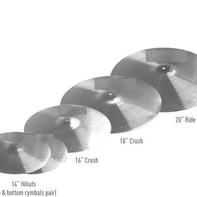 Cymbal Pack Alloy Cymbals Drum Cymbal Set 14"Hi-hats+16"Crash+18"Crash+20"Ride 5 Pieces, Sliver image 2