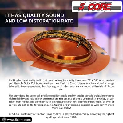 5Core 2 Inch Diaphragm Replacement 10 Pcs Phenolic Voice Coil 51mm + Kapton Former Diameter Horn image 4