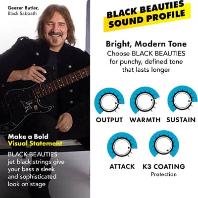 DR Strings Black Beauties-Black Coated Bass Guitar Strings 45-105 (BKB-45) image 4