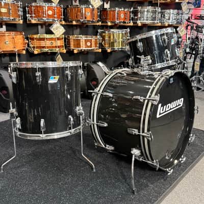 Vintage 1970's Ludwig 3-Ply Classic Maple with Re-Rings 3-Piece 13/16/22 Drum Kit Set in Black (Rm4) image 2