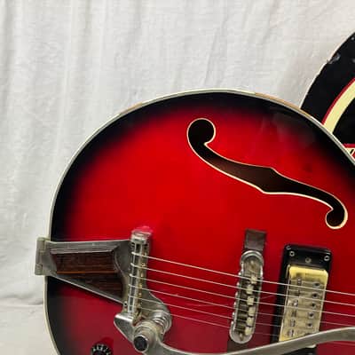 Univox Coily U1825 Hollow Body Guitar MIJ Made In Japan Vintage Redburst - AS IS! needs new nut image 4