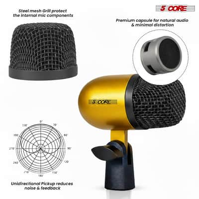 5 Core Conga Mic Snare Tom Set Professional XLR Cardioid Unidirectional Instrument Microphone Kit image 3