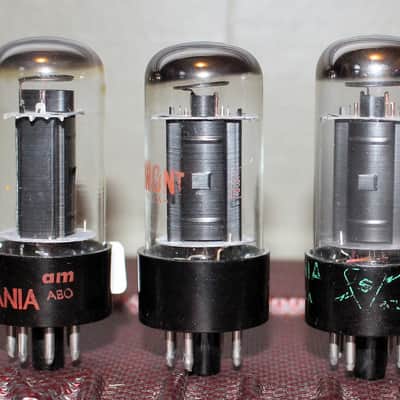 SYLVANIA 6V6GTA VT107 TIGHT MATCH TRIO BLACK PLATE HALO GETTER TEST NOS++ VINTAGE 1960'S image 2