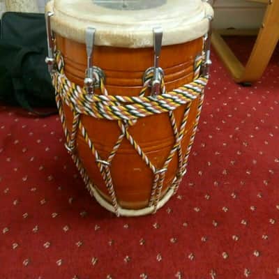 Handmade Dholak Musical Rope Mango Wood Indian Traditional Musical Instrument With Cover image 2