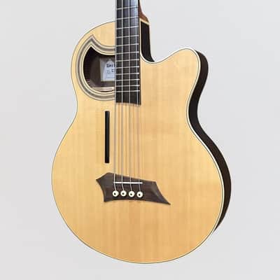 Warwick RockBass Alien Deluxe Hybrid Thinline 4 String Acoustic Electric Bass Guitar - Natural image 3
