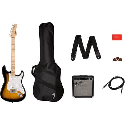 Squier Sonic Stratocaster Pack in 2-Color Sunburst w/ Gig Bag & 10G - 120V Amp image 1