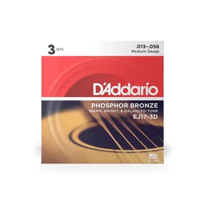 D’Addario - EJ17-3D - Acoustic Guitar String Pack - Medium Gauge - 3 Pack image 2