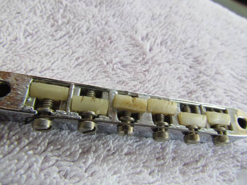 Vintage Gibson Tune-o-matic Bridge Chrom Plated Plastic Saddles Retainer Wire Gibson TOM Bridge image 1