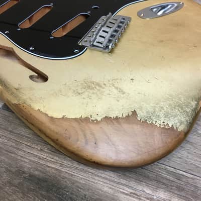 Made to Order - FRANCHIN Mercury F guitar body Relic Aged METALLIC LEAF (Gold/Silver/Copper) Basswood Poplar Stratocaster-Strat-S-Style F-hole Thinline Made in Italy image 5