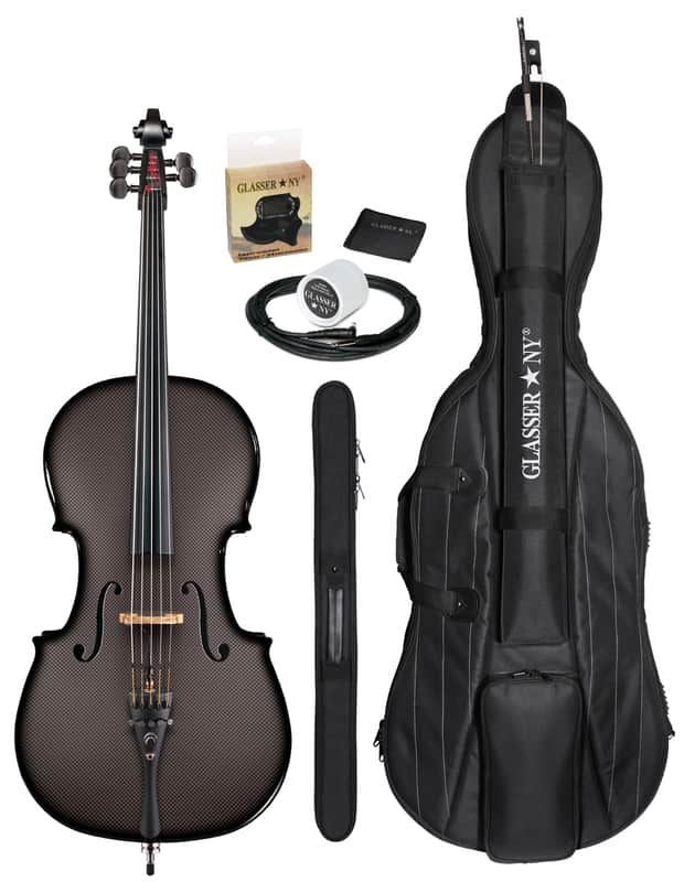 Glasser Carbon Composite Acoustic Electric 5-String Cello Outfit 4/4 size 2020s Pink/Champagne image 1