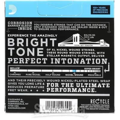 D’Addario EXL115 3 Pack Electric Guitar Strings (Medium) (11-49) (Nickel) image 2