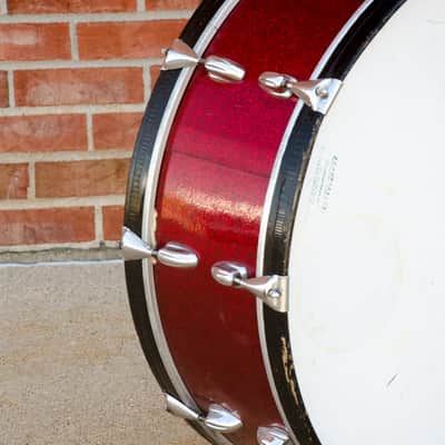 Used vintage Slingerland 26 x 8" Marching Bass Drum, Red Sparkle image 6
