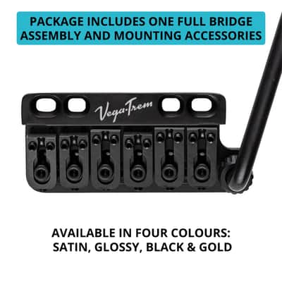 Vega-Trem VT1 Ultra-Trem Standard 6-Screw Black Stratocaster Guitar Tremolo Bridge For Strat No Mods Easy Installation (Black, Right) image 2