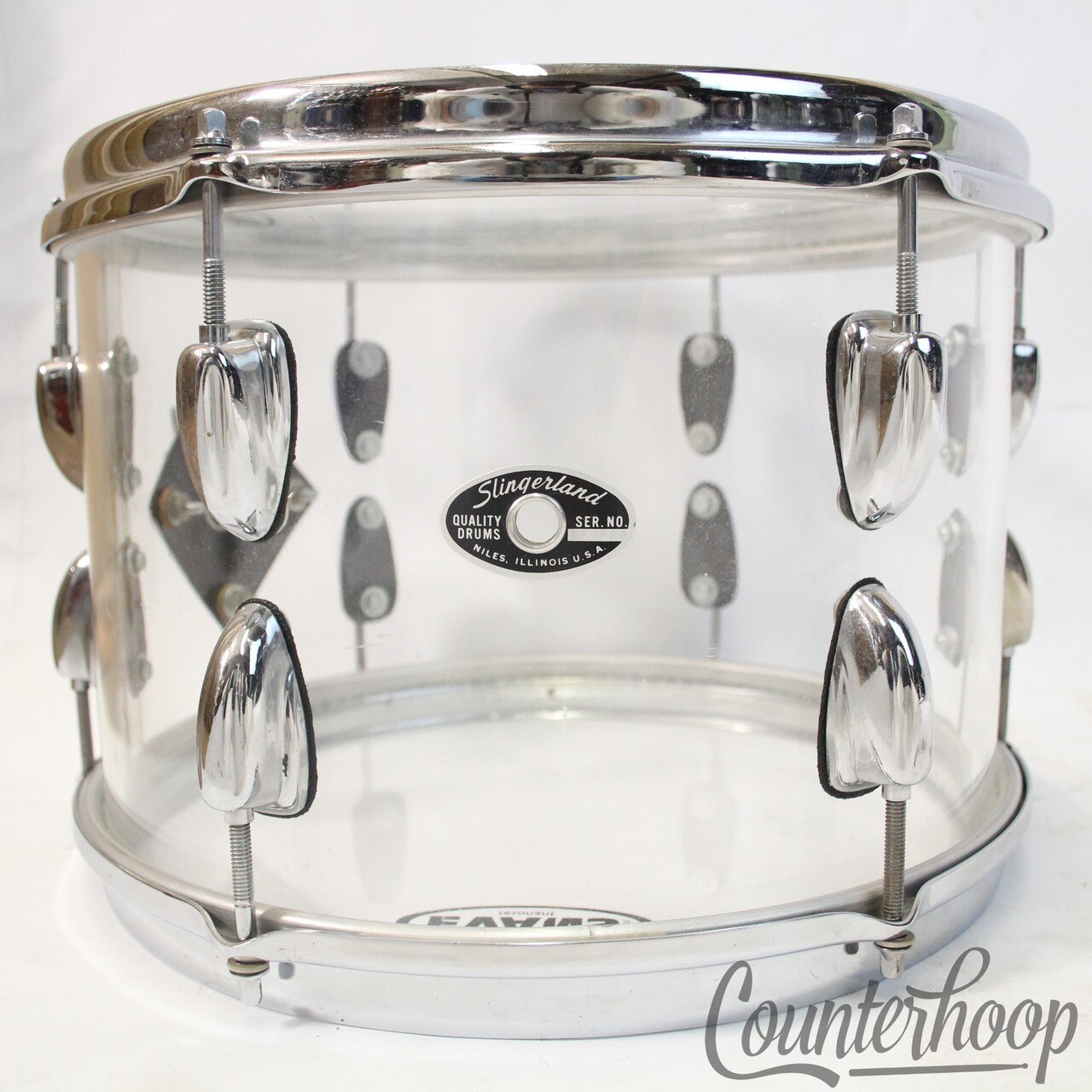 Slingerland 12x8"Phantom Acrylic Vistalite Tom Drum Vintage 70s Niles Sound King — main photograph