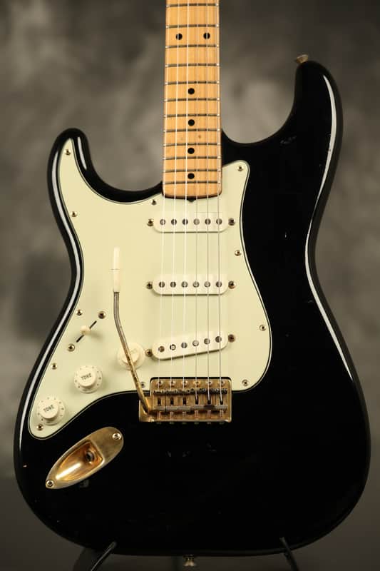 1960 Fender LEFT-HANDED Stratocaster factory assembled with '57 neck Custom Color BLACK with GOLD hardware!!! image 1