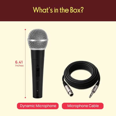 Professional Dynamic Vocal Microphone - Moving Coil Dynamic Cardioid Unidirectional Handheld Microphone with ON/OFF Switch Includes 15ft XLR Audio Cable to 1/4'' Audio Connection image 2