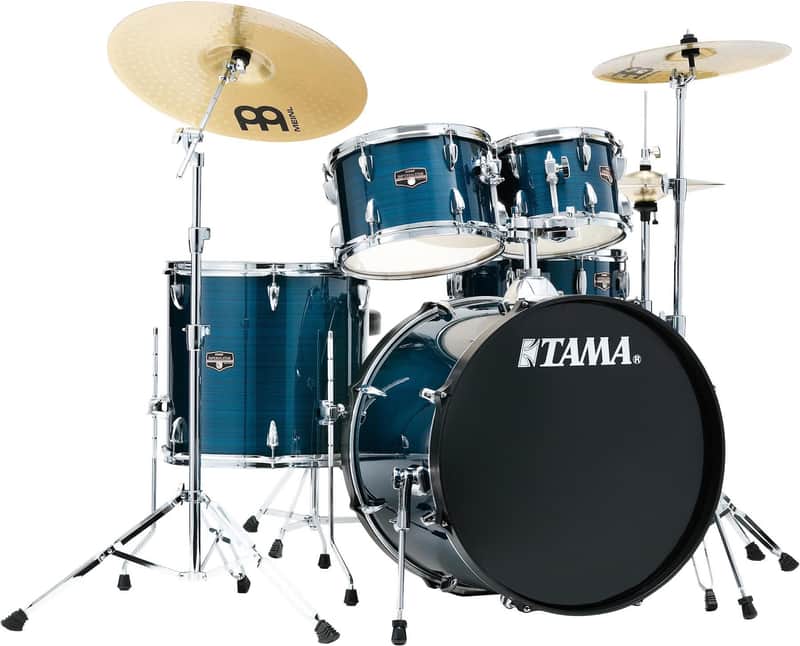 Tama Imperialstar IE52C 5-piece Complete Drum Set with Snare Drum and Meinl Cymbals Hairline Blue image 1