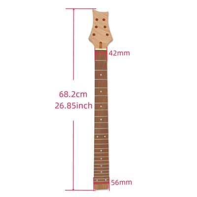 24 Fret Replacement Guitar Neck 24.75 inch Mahogany Rosewood Fretboard Dot Inlay Set in heel image 2