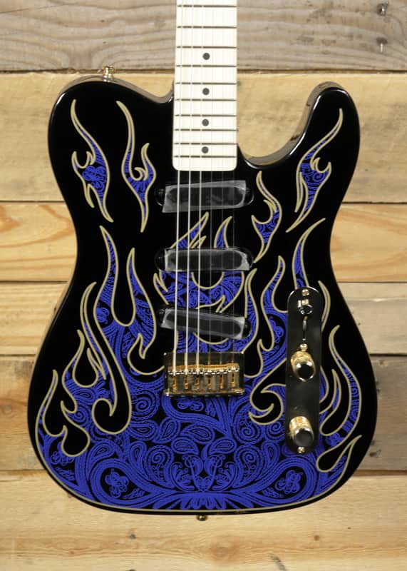 Fender  James Burton Signature Telecaster Electric Guitar Blue Paisley Flames w/ Case "Mint Condition" image 1