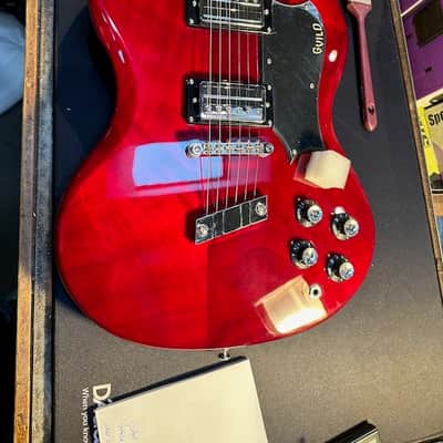 Guild Polara Deluxe Electric Guitar - Cherry Red image 15