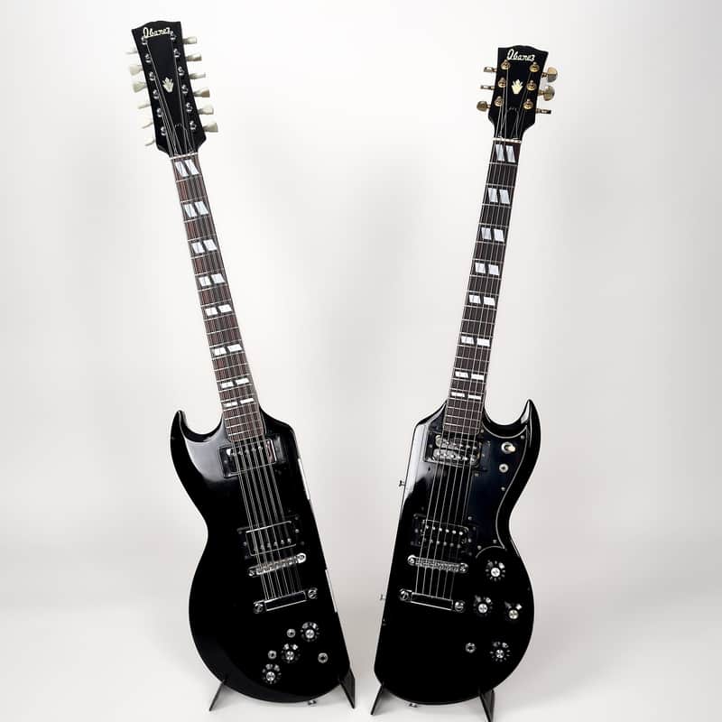 1975 Black Ibanez 2402 "Spot" Model "Experimental" Model Splittable Double Neck 3 Made w/OHSC image 1