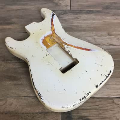Made to Order - FRANCHIN Mercury F guitar body Relic Aged 100% Nitro Lacquer COLOR OVER COLOR (Sunburst/ Black/ White/ Blue/ Green/ Yellow/ Red/ Pink/ Burgundy/ Purple/ Gold/ Silver, etc.) Stratocaster-Strat-S-Style F-hole Thinline Made in Italy image 3