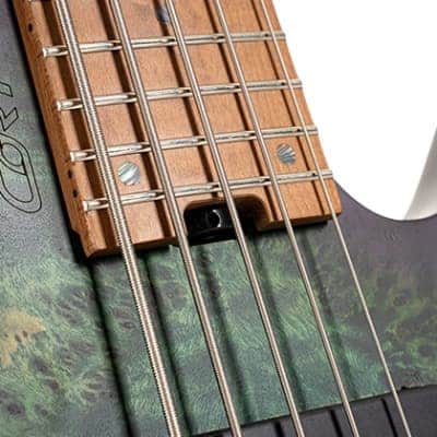 Cort SPACE5SDG Artisan Series Space 5 Poplar Burl Top Soft Maple Body 7pcs Roasted Maple, Walnut, Purple Heart & Maple Neck 5-String Bass Guitar w/Gig Bag image 11