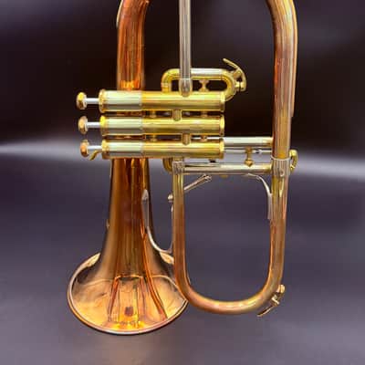 Schilke 1040 FL Professional Bb Flugelhorn – Factory Special-Order Raw Brass – Chicago, USA – Dual Leadpipes – Mint Condition image 2