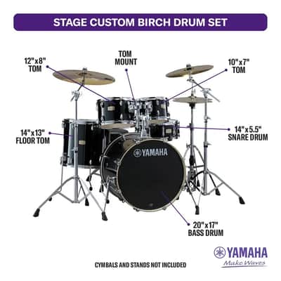 Yamaha Stage Custom Birch 5pc Drum Set w/20" BD Raven Black image 2