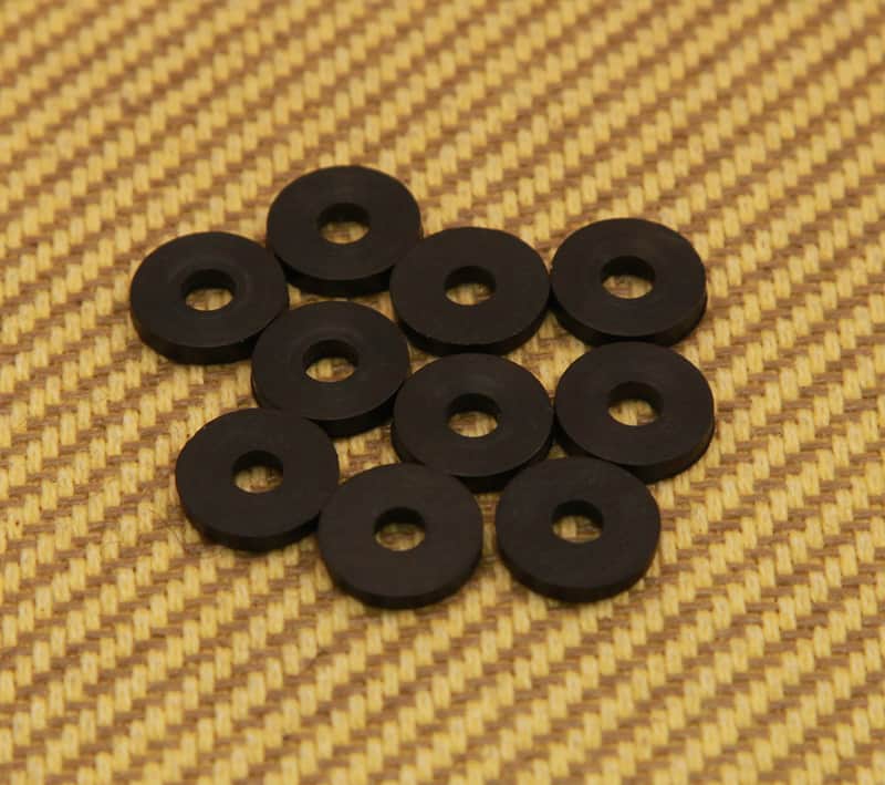 SBW-BR (10) Black Rubber Strap Button Washers Guitar/Bass image 1