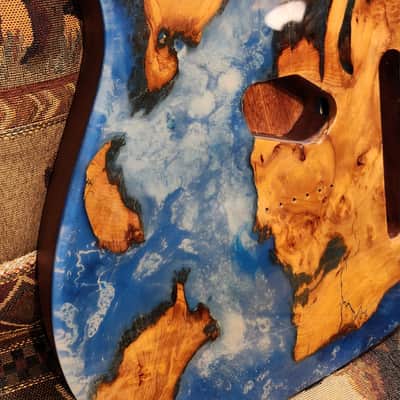 Telecaster Style Body and Neck Clear Resin on top of Redwood image 4