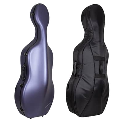 Crossrock Ultra Carbon Fiber Case fits 4/4 Full Size Cello, Super lightweight as 6 lb, with Protective Cover, TSA Lock -Woad Blue image 1