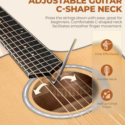 36-Inch Acoustic Electric Guitar Kit, 3/4 Size Cutaway Guitar Bundle with Gig Bag for Kids Beginners, Natural Top image 2