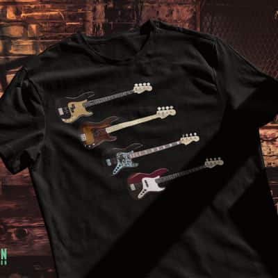 Four Basses Custom Printed T-Shirt - 4XL Black image 3