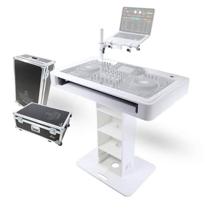 ProX XZF-DJCT W Case | White Control Tower DJ Booth w/ Laptop Stand & Flight Cases image 2