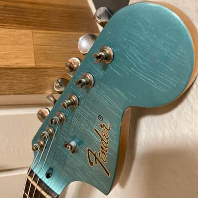 Fender/Warmoth Jag-Stang (w/ Contours) - Teal Green Metallic RELIC by Copacetic Customs image 7