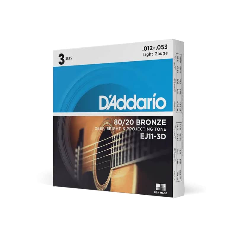 D'addario EJ11-3D 80/20 Bronze 12-53 3 Pack image 1