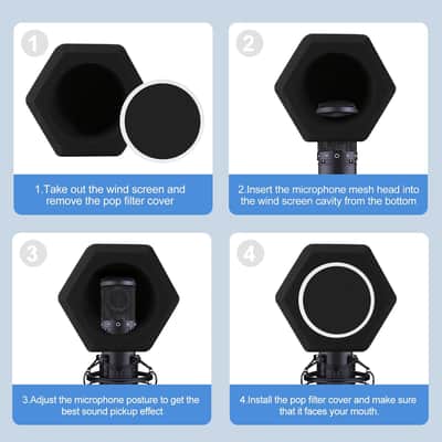 Microphone Isolation Ball with Pop Filter – Acoustic Foam Wind Shield for Studio Recording, Podcasting & Voiceovers image 4